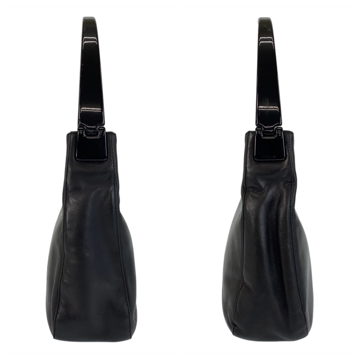 17982
PRADA プラダ ブラック 黒 レザー / プラスチック ショルダーバッグ  レディース ABP35