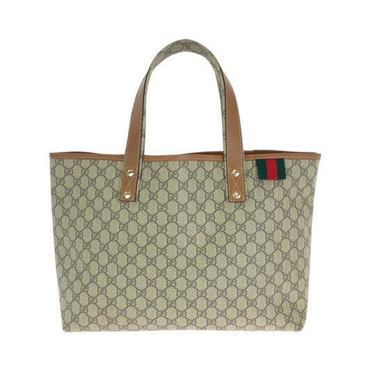 14445
GUCCI グッチ ベージュ ブラウン 茶 ゴールド金具 GGスプリームキャンバス / レザー 211134 トートバッグ ショルダーバッグ  レディース