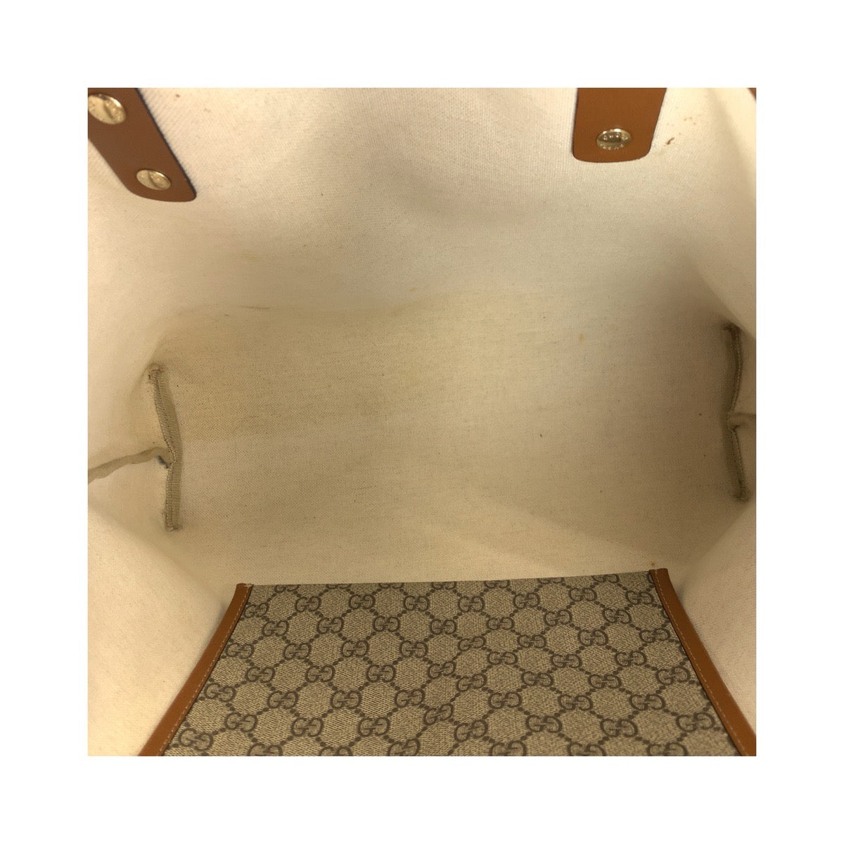 14445
GUCCI グッチ ベージュ ブラウン 茶 ゴールド金具 GGスプリームキャンバス / レザー 211134 トートバッグ ショルダーバッグ  レディース