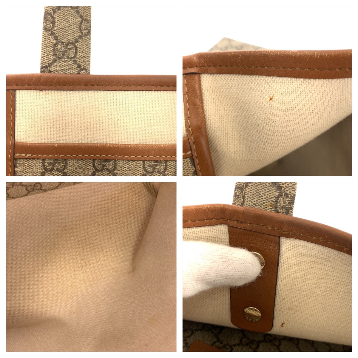 14445
GUCCI グッチ ベージュ ブラウン 茶 ゴールド金具 GGスプリームキャンバス / レザー 211134 トートバッグ ショルダーバッグ  レディース