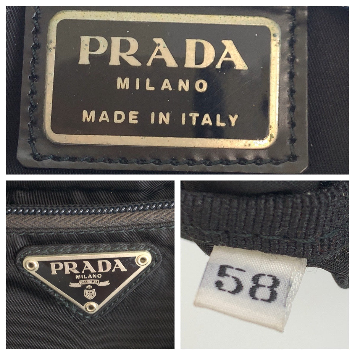 14446
PRADA プラダ テスート 三角ロゴプレート ブラック 黒 シルバー金具 ナイロン ショルダーバッグ ポシェット  メンズ