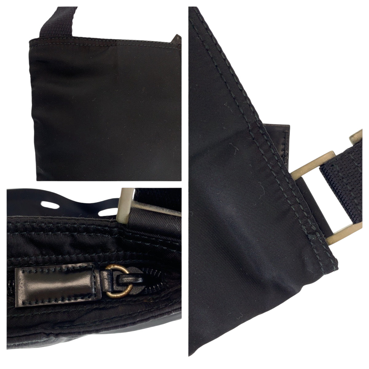 14446
PRADA プラダ テスート 三角ロゴプレート ブラック 黒 シルバー金具 ナイロン ショルダーバッグ ポシェット  メンズ