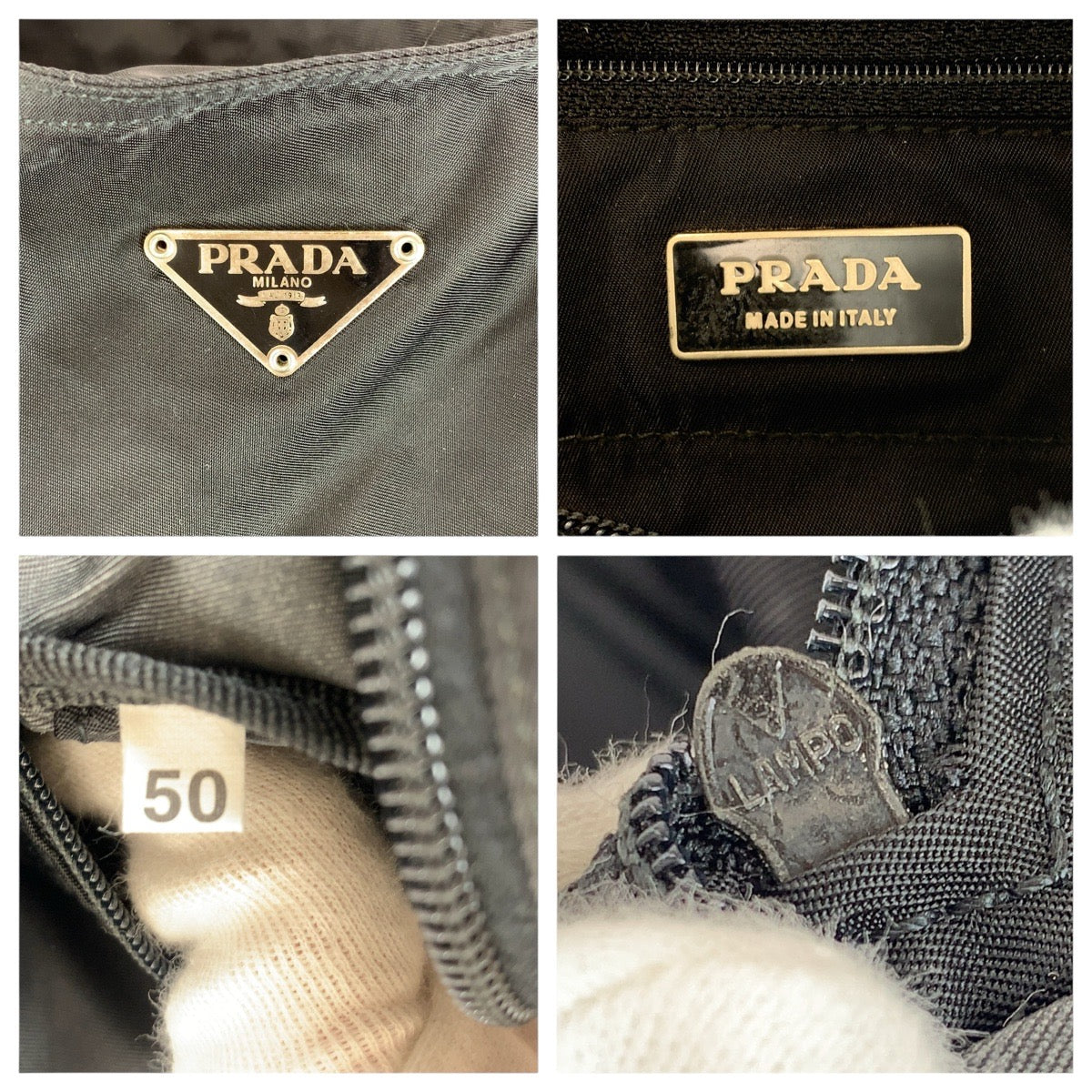 14448
PRADA プラダ テスート 三角ロゴプレート ブラック 黒 シルバー金具 ナイロン / レザー トートバッグ ショルダーバッグ  レディース