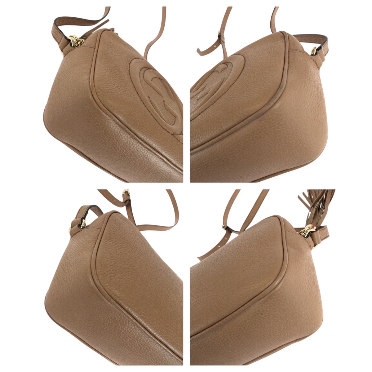14449
GUCCI グッチ インターロッキング ソーホー タッセル ピンクベージュ ゴールド金具 レザー 308364 ショルダーバッグ カメラバッグ  レディース