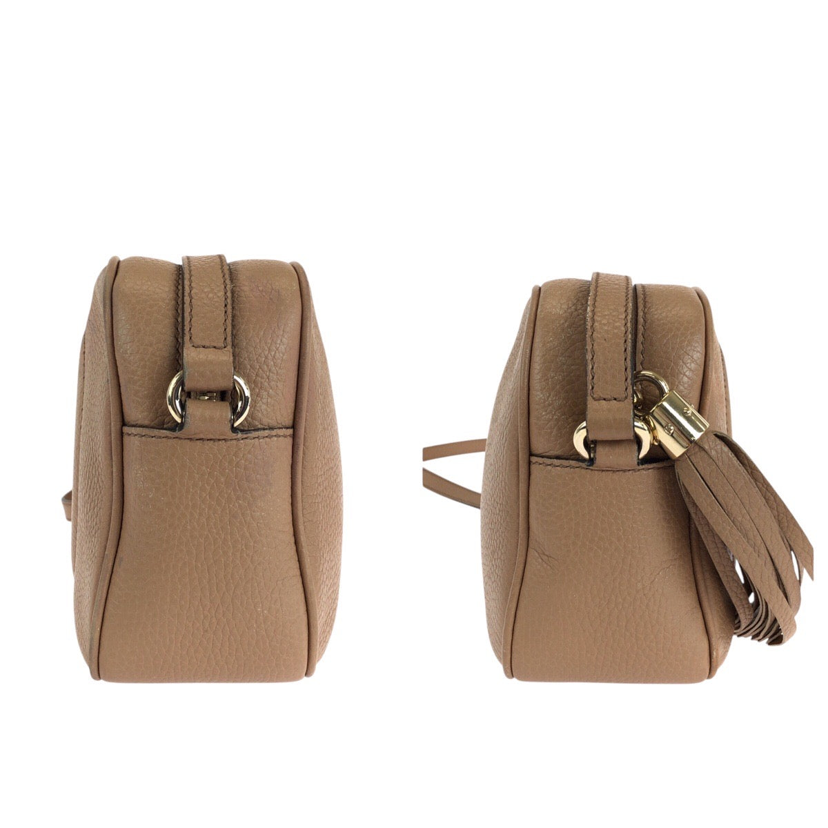 14449
GUCCI グッチ インターロッキング ソーホー タッセル ピンクベージュ ゴールド金具 レザー 308364 ショルダーバッグ カメラバッグ  レディース