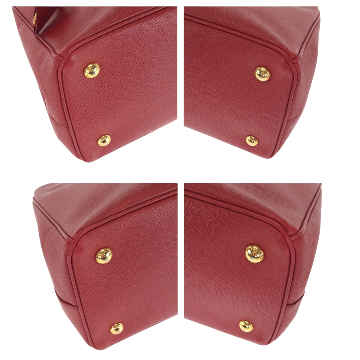 14450
PRADA プラダ ガレリア サフィアーノ 三角ロゴプレート レッド ゴールド金具 レザー トートバッグ ハンドバッグ  レディース ABP45