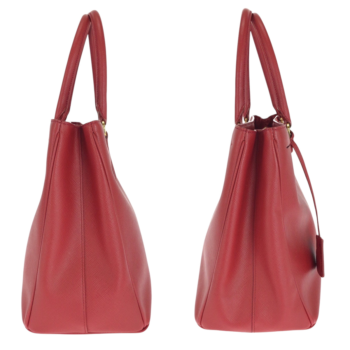 14450
PRADA プラダ ガレリア サフィアーノ 三角ロゴプレート レッド ゴールド金具 レザー トートバッグ ハンドバッグ  レディース ABP45
