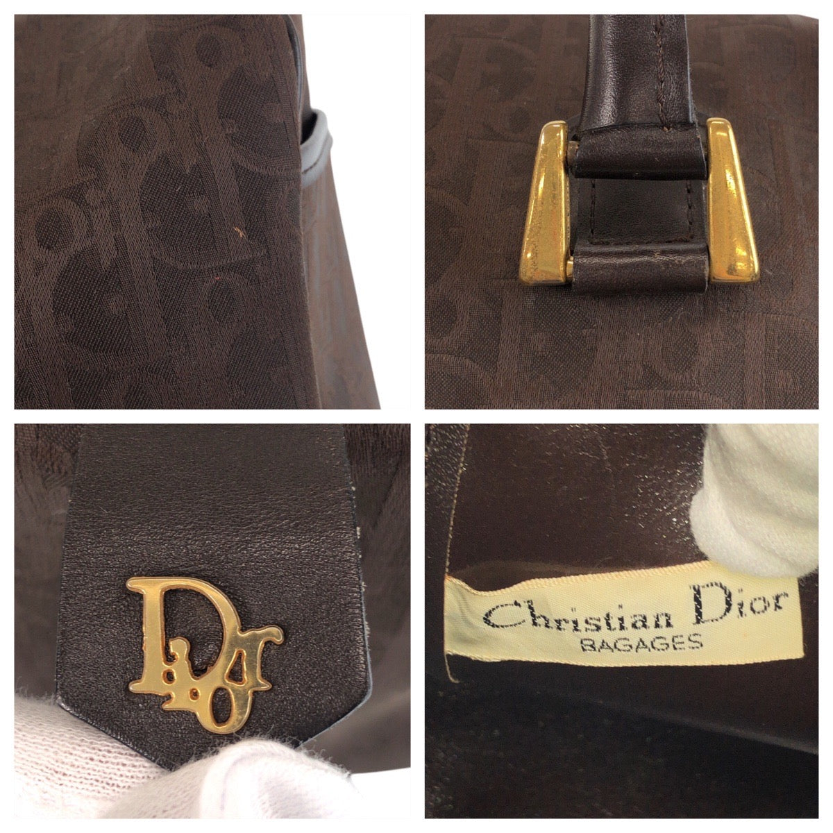 13928
Christian Dior クリスチャンディオール ヴィンテージ トロッター ブラウン ゴールド金具 キャンバス / レザー ハンドバッグ ボストンバッグ  レディース