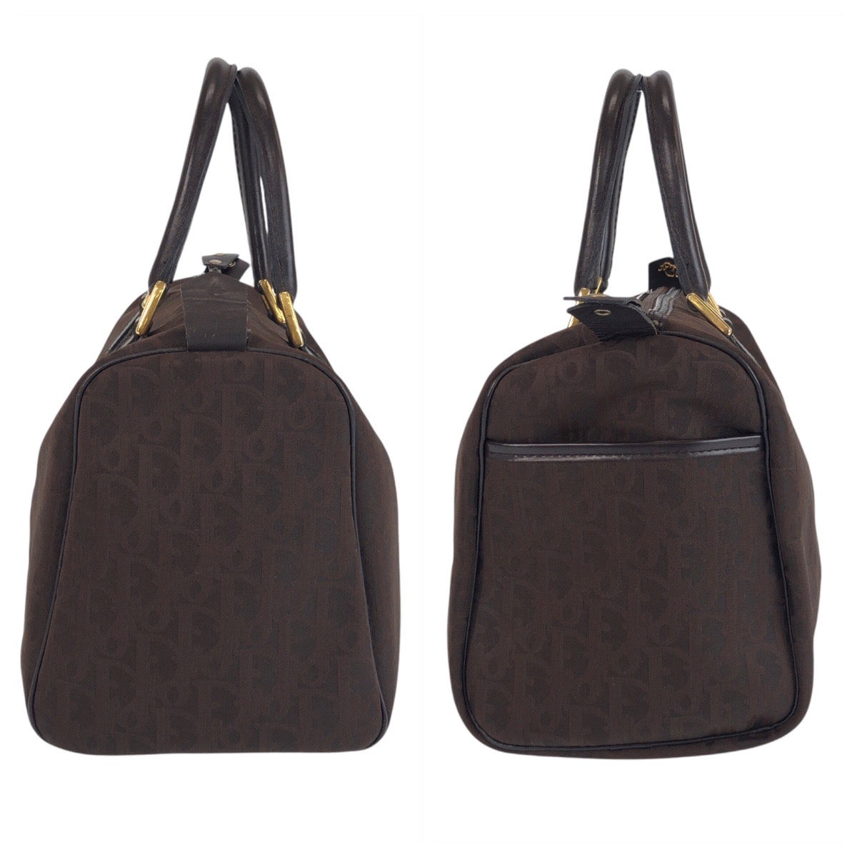 13928
Christian Dior クリスチャンディオール ヴィンテージ トロッター ブラウン ゴールド金具 キャンバス / レザー ハンドバッグ ボストンバッグ  レディース