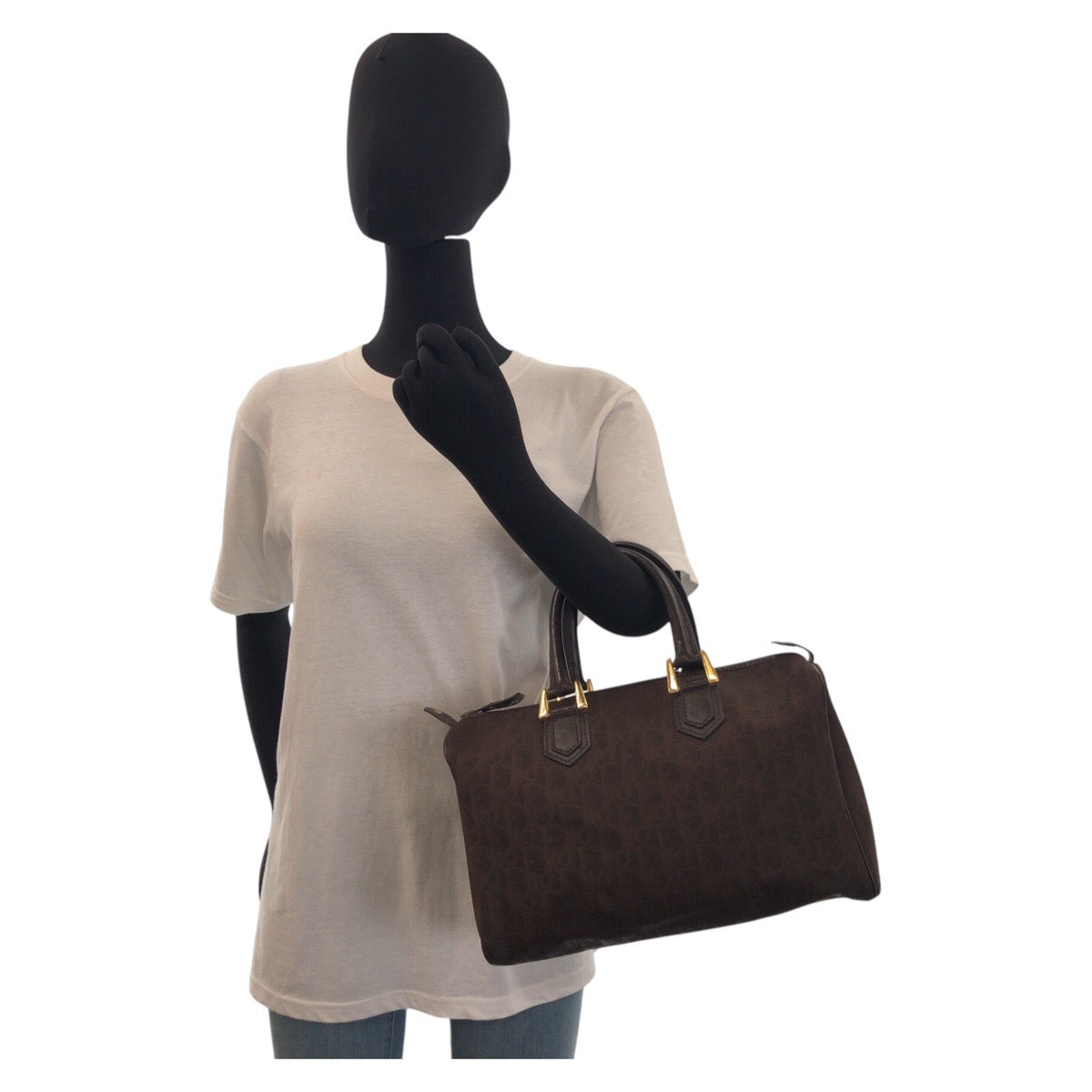 13928
Christian Dior クリスチャンディオール ヴィンテージ トロッター ブラウン ゴールド金具 キャンバス / レザー ハンドバッグ ボストンバッグ  レディース