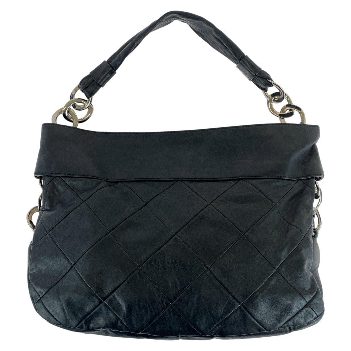 13932
CHANEL シャネル ヴィンテージ ブラック 黒 シルバー金具 ラムスキン ショルダーバッグ  レディース