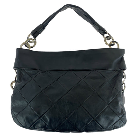 13932
CHANEL シャネル ヴィンテージ ブラック 黒 シルバー金具 ラムスキン ショルダーバッグ  レディース