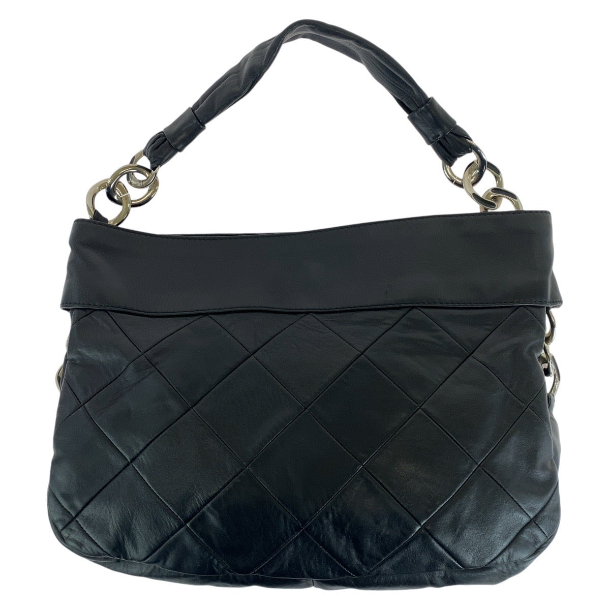 13932
CHANEL シャネル ヴィンテージ ブラック 黒 シルバー金具 ラムスキン ショルダーバッグ  レディース