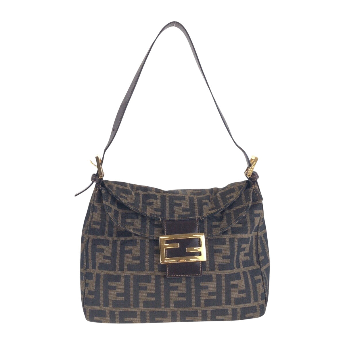 14451
FENDI フェンディ ズッカ ブラウン ゴールド金具 キャンバス / レザー ショルダーバッグ  レディース
