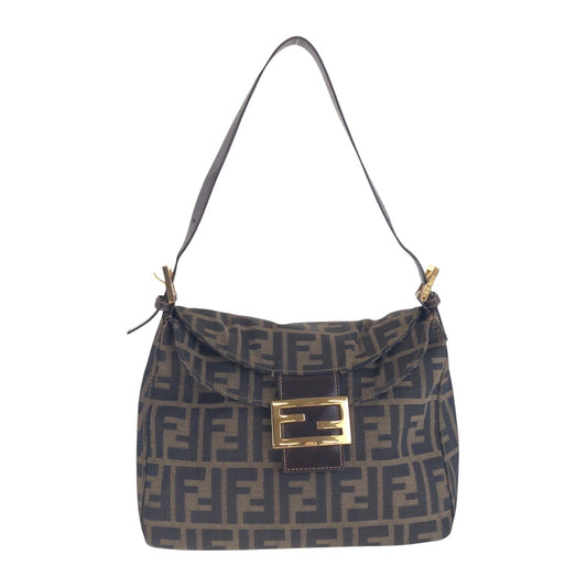 14451
FENDI フェンディ ズッカ ブラウン ゴールド金具 キャンバス / レザー ショルダーバッグ  レディース
