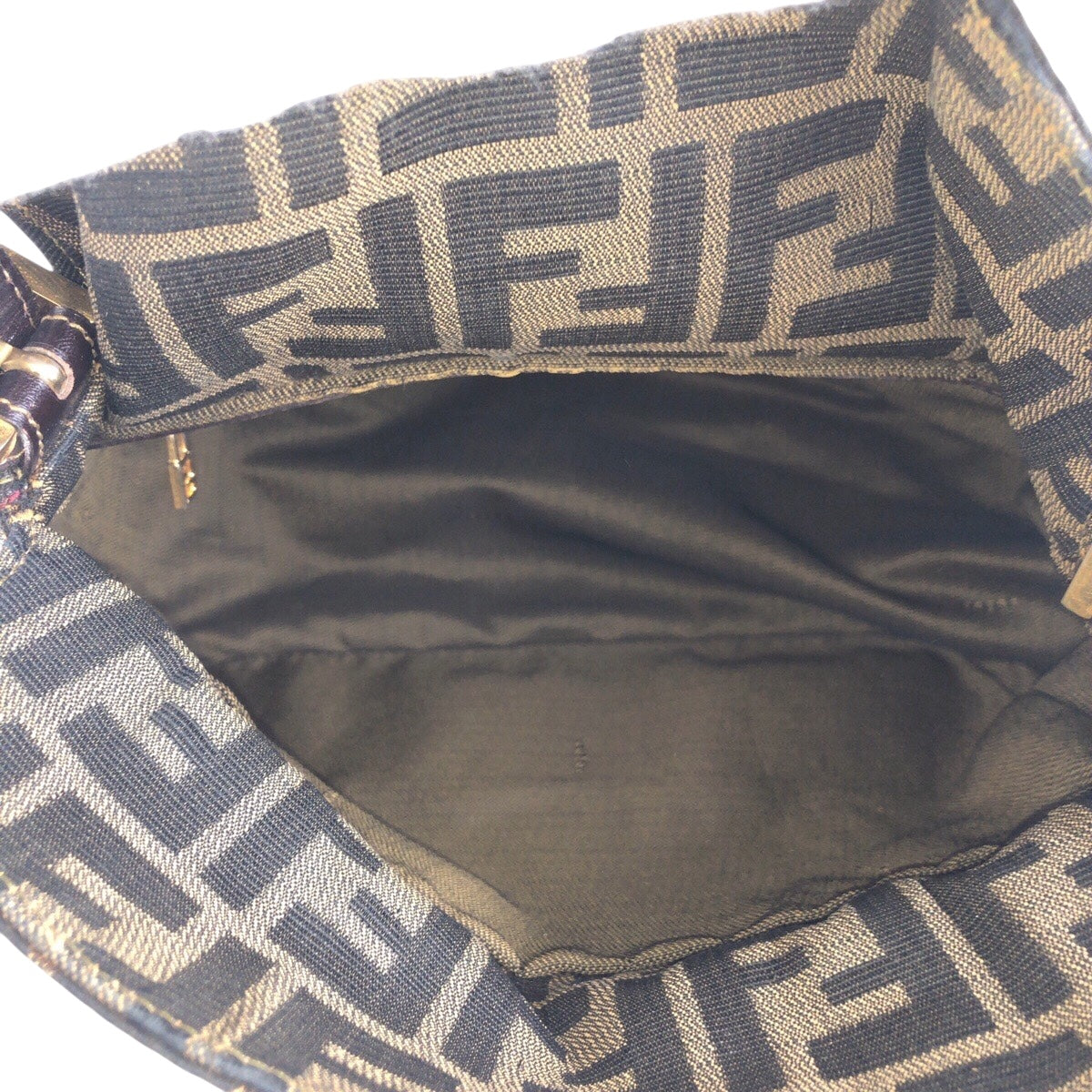 14451
FENDI フェンディ ズッカ ブラウン ゴールド金具 キャンバス / レザー ショルダーバッグ  レディース