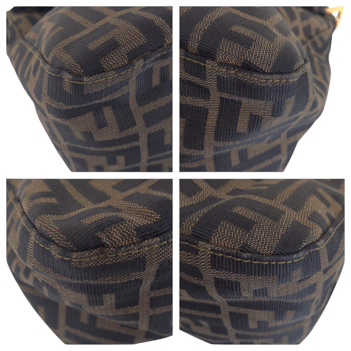 14451
FENDI フェンディ ズッカ ブラウン ゴールド金具 キャンバス / レザー ショルダーバッグ  レディース