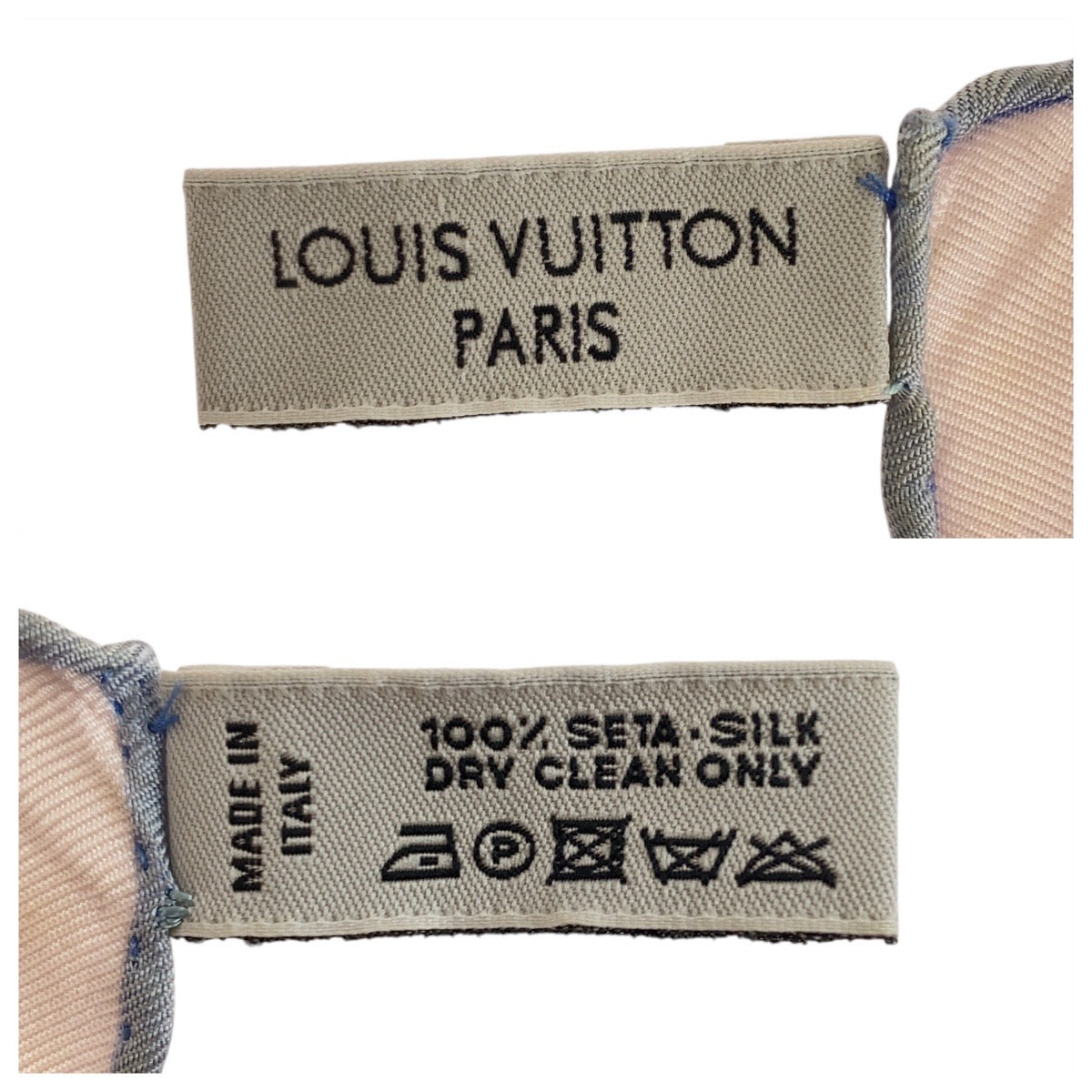 14452
LOUIS VUITTON ルイヴィトン モノグラム ピンク ブルー シルク スカーフ  レディース
