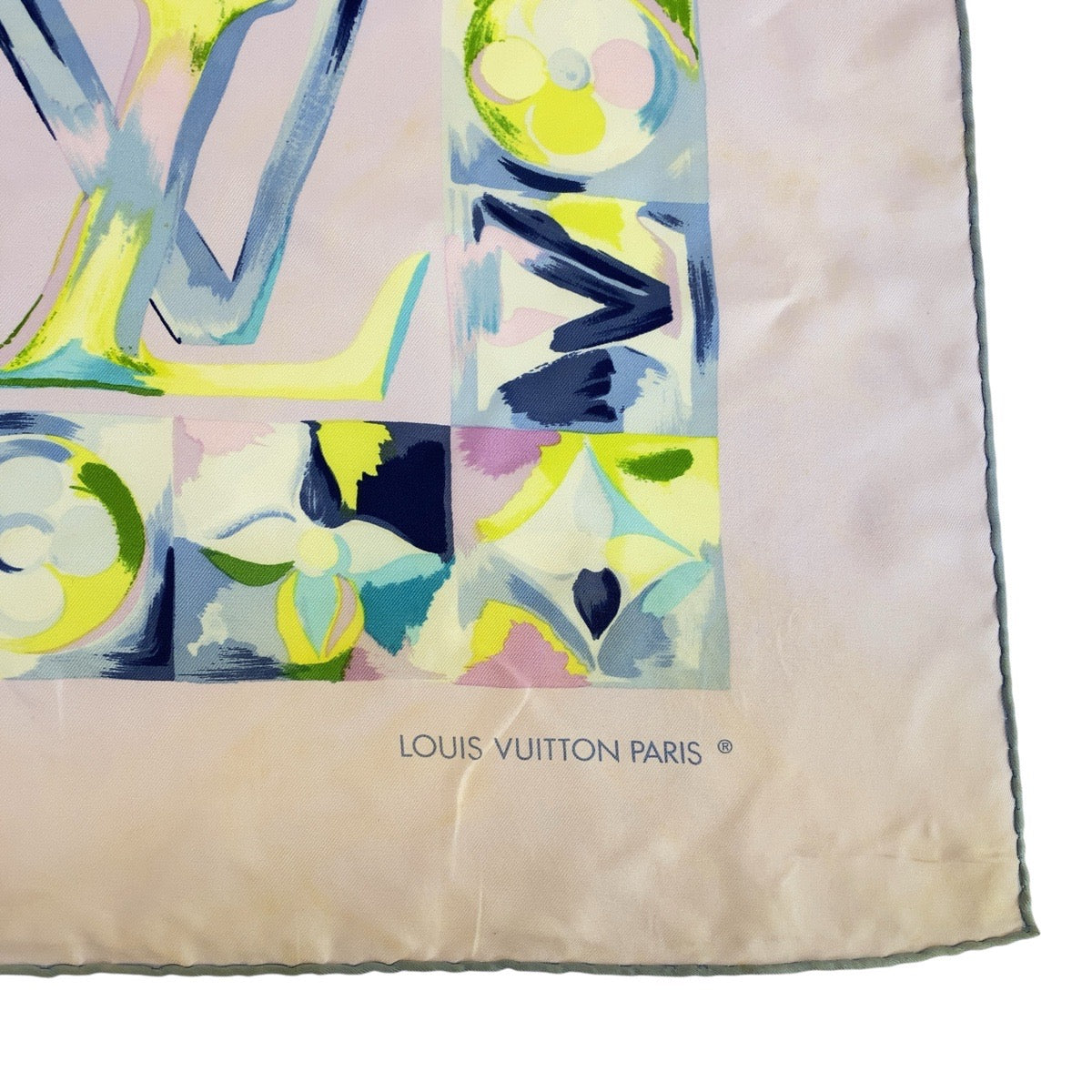 14452
LOUIS VUITTON ルイヴィトン モノグラム ピンク ブルー シルク スカーフ  レディース