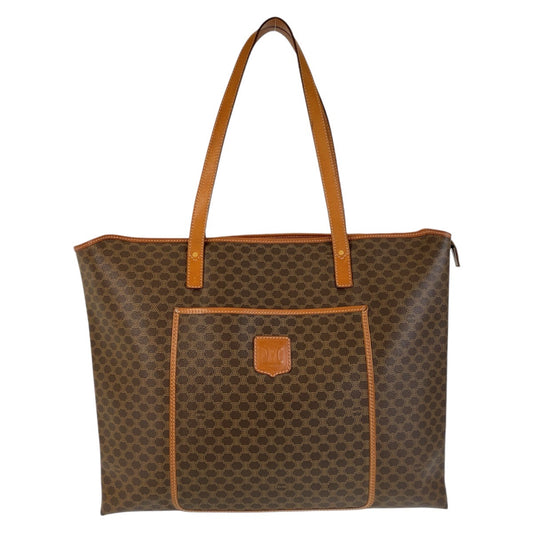 14454
CELINE セリーヌ マカダム ブラウン PVC / レザー トートバッグ ショルダーバッグ  レディース