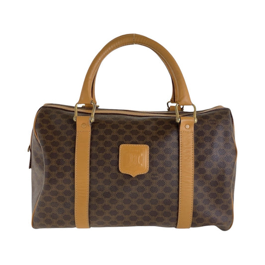 13938
CELINE セリーヌ マカダム ブラウン ゴールド金具 PVC / レザー ハンドバッグ ボストンバッグ  レディース