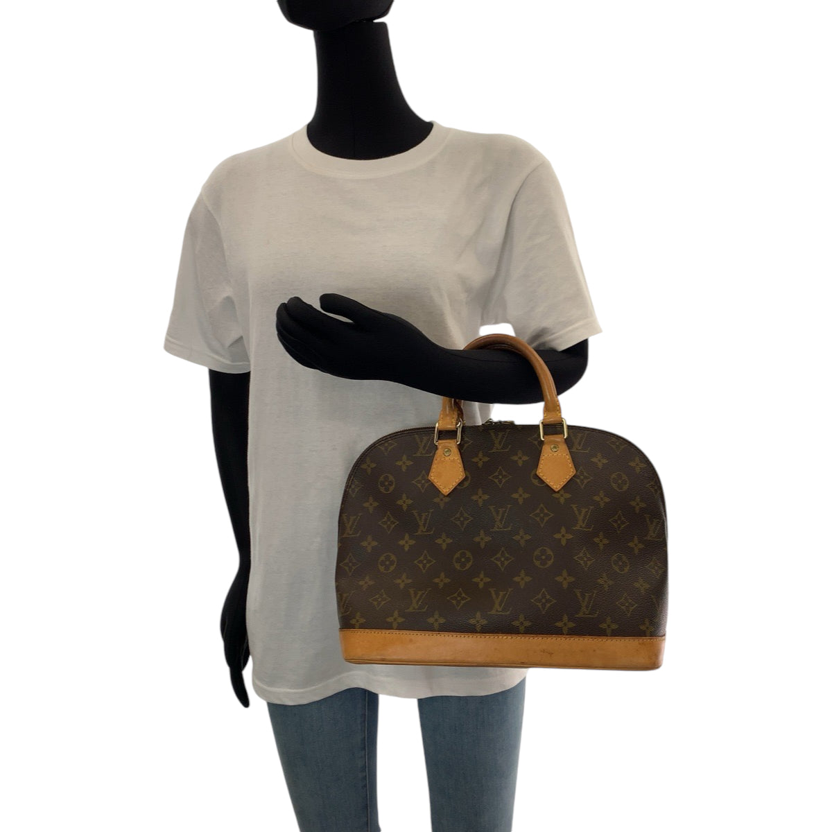 13940
LOUIS VUITTON ルイヴィトン モノグラム アルマ ブラウン ゴールド金具 PVC M51130 ハンドバッグ  レディース