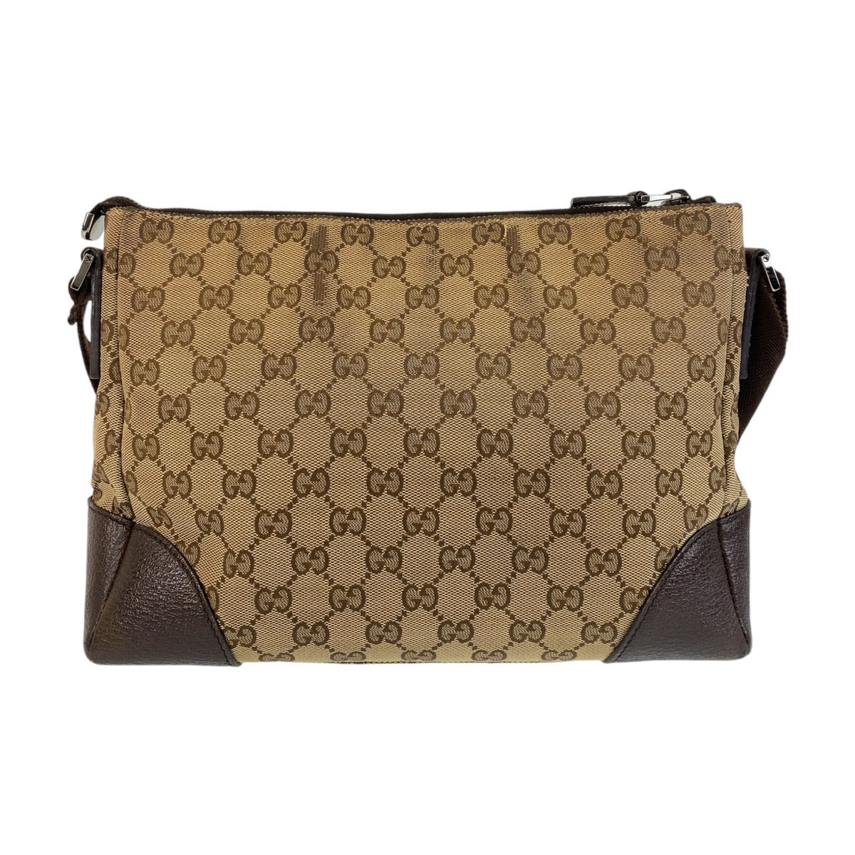14456
GUCCI グッチ ブラウン ベージュ GGキャンバス / レザー 114273 斜め掛け ショルダーバッグ メッセンジャーバッグ  レディース