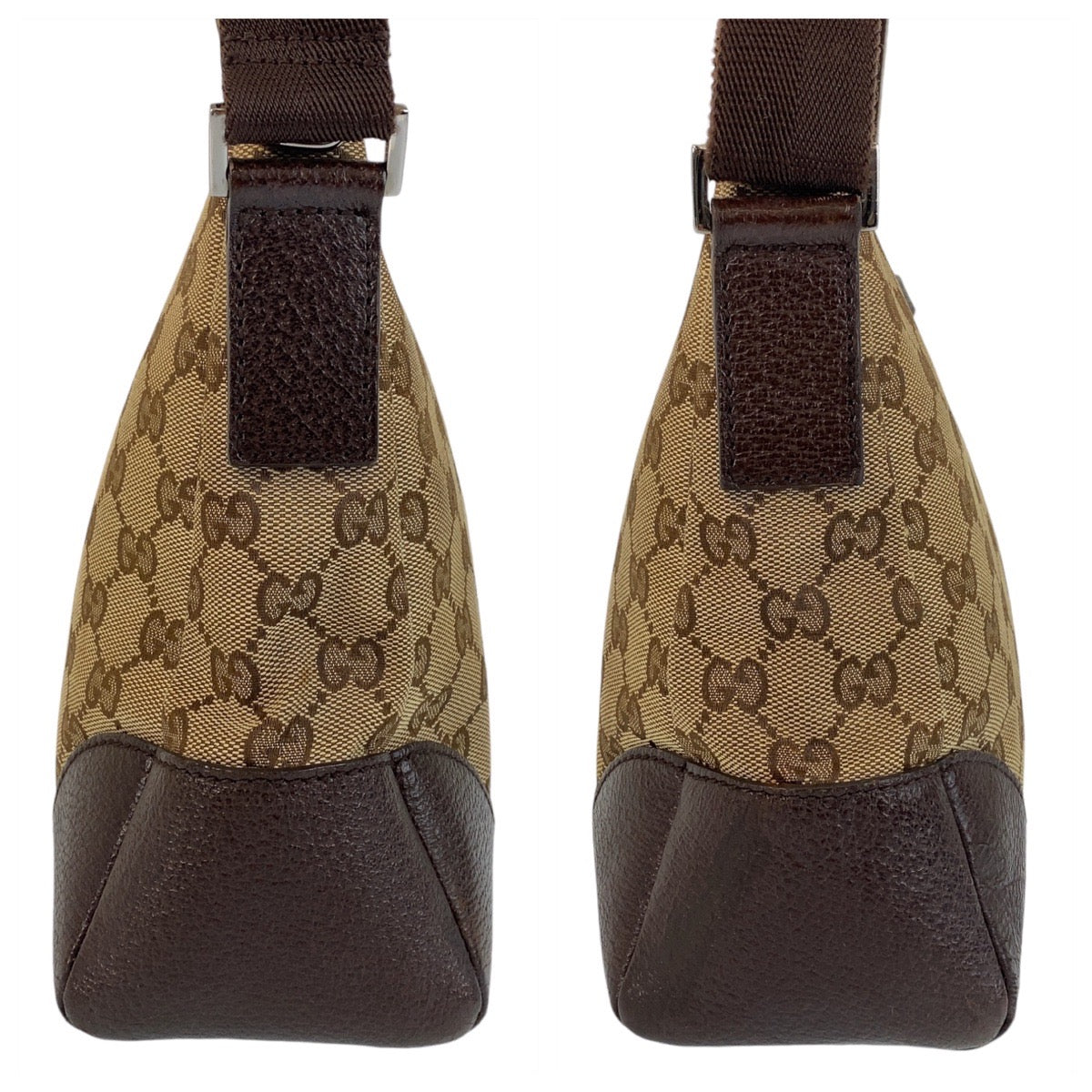 14456
GUCCI グッチ ブラウン ベージュ GGキャンバス / レザー 114273 斜め掛け ショルダーバッグ メッセンジャーバッグ  レディース