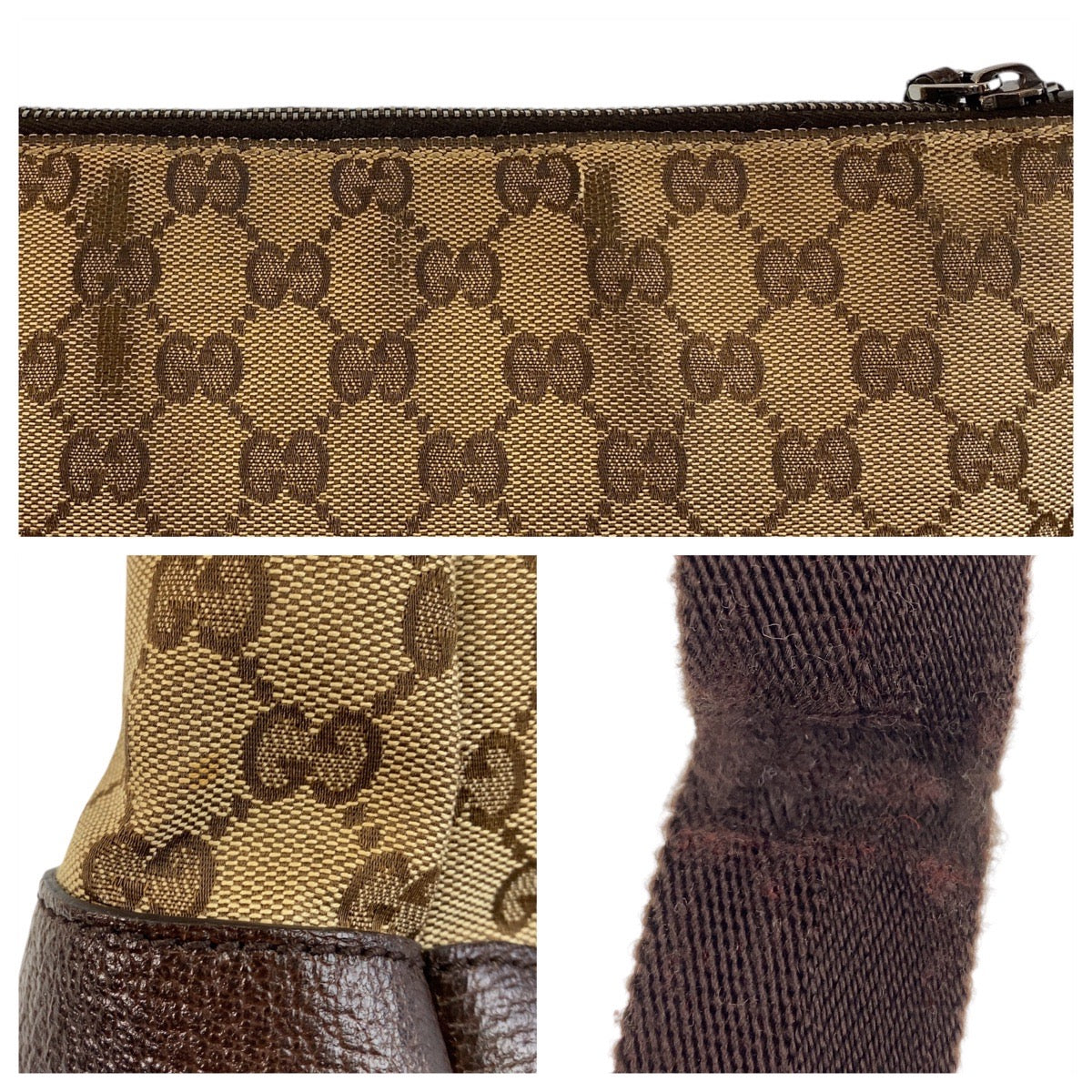 14456
GUCCI グッチ ブラウン ベージュ GGキャンバス / レザー 114273 斜め掛け ショルダーバッグ メッセンジャーバッグ  レディース