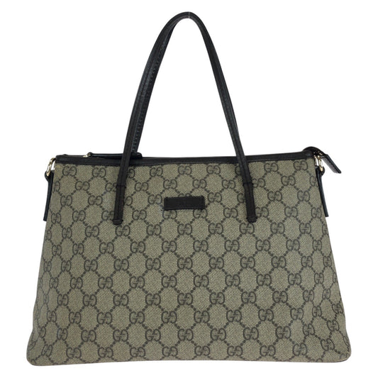 14457
GUCCI グッチ ブラウン グレー ゴールド金具 GGスプリームキャンバス / レザー 353440 トートバッグ ハンドバッグ  レディース