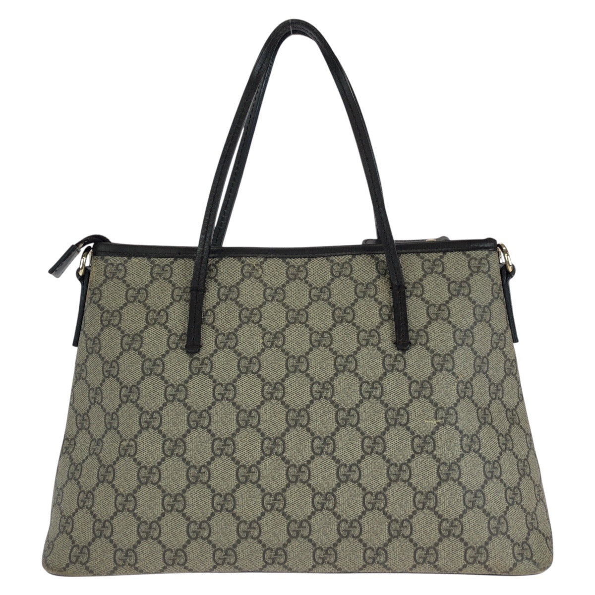 14457
GUCCI グッチ ブラウン グレー ゴールド金具 GGスプリームキャンバス / レザー 353440 トートバッグ ハンドバッグ  レディース