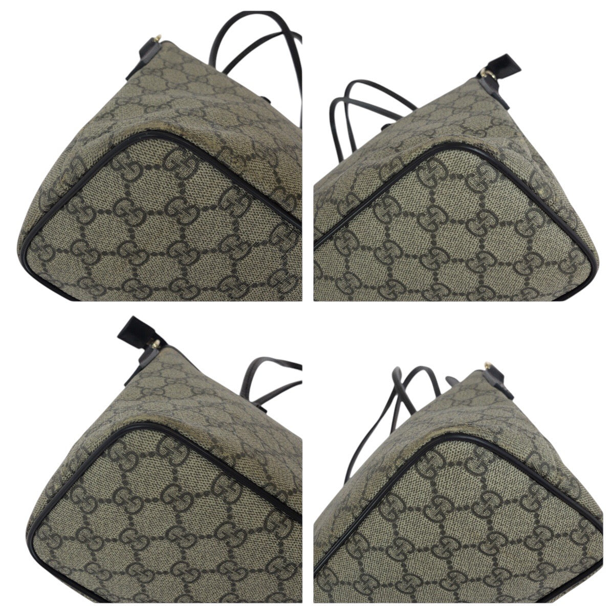 14457
GUCCI グッチ ブラウン グレー ゴールド金具 GGスプリームキャンバス / レザー 353440 トートバッグ ハンドバッグ  レディース
