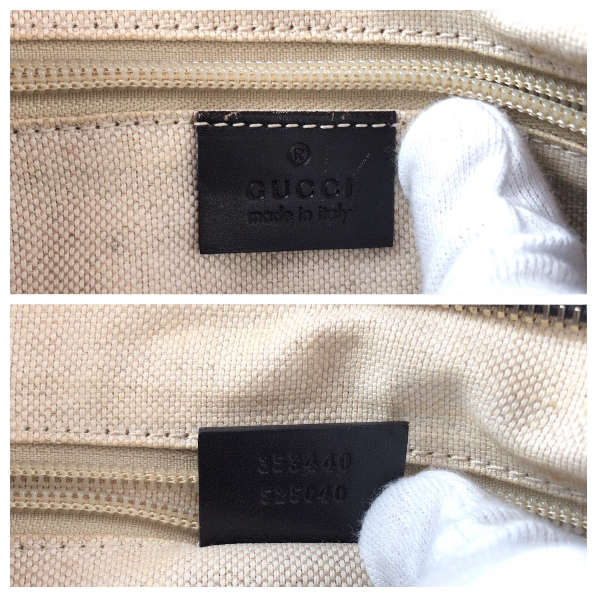 14457
GUCCI グッチ ブラウン グレー ゴールド金具 GGスプリームキャンバス / レザー 353440 トートバッグ ハンドバッグ  レディース