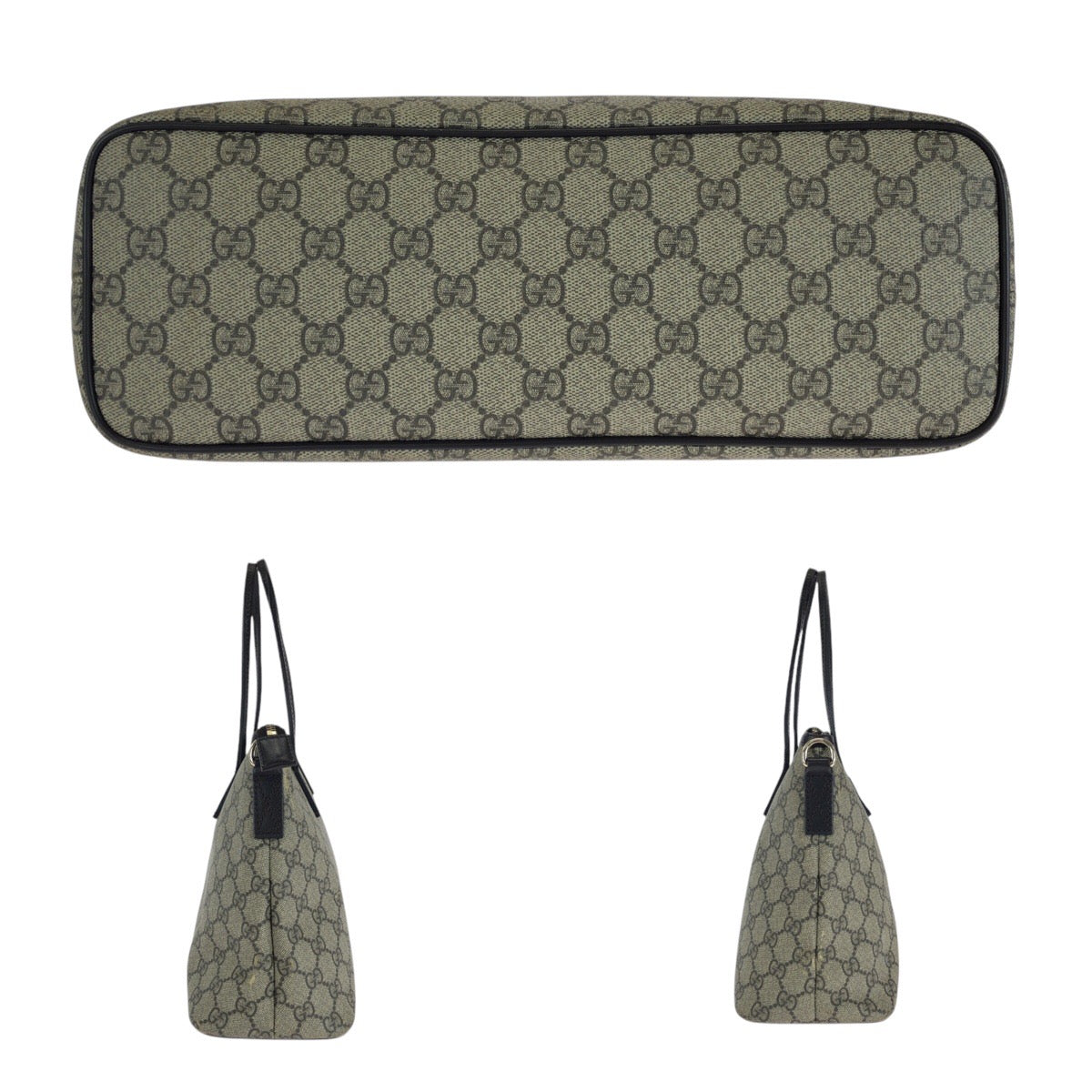 14457
GUCCI グッチ ブラウン グレー ゴールド金具 GGスプリームキャンバス / レザー 353440 トートバッグ ハンドバッグ  レディース