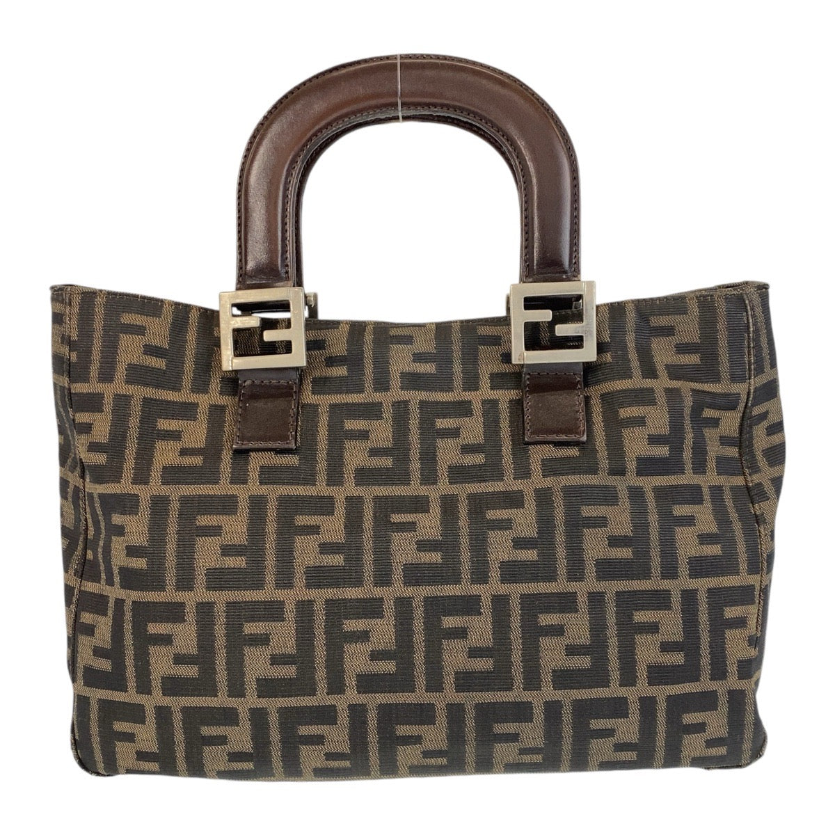 14459
FENDI フェンディ ズッカ ブラウン シルバー金具 キャンバス / レザー トートバッグ ハンドバッグ  レディース