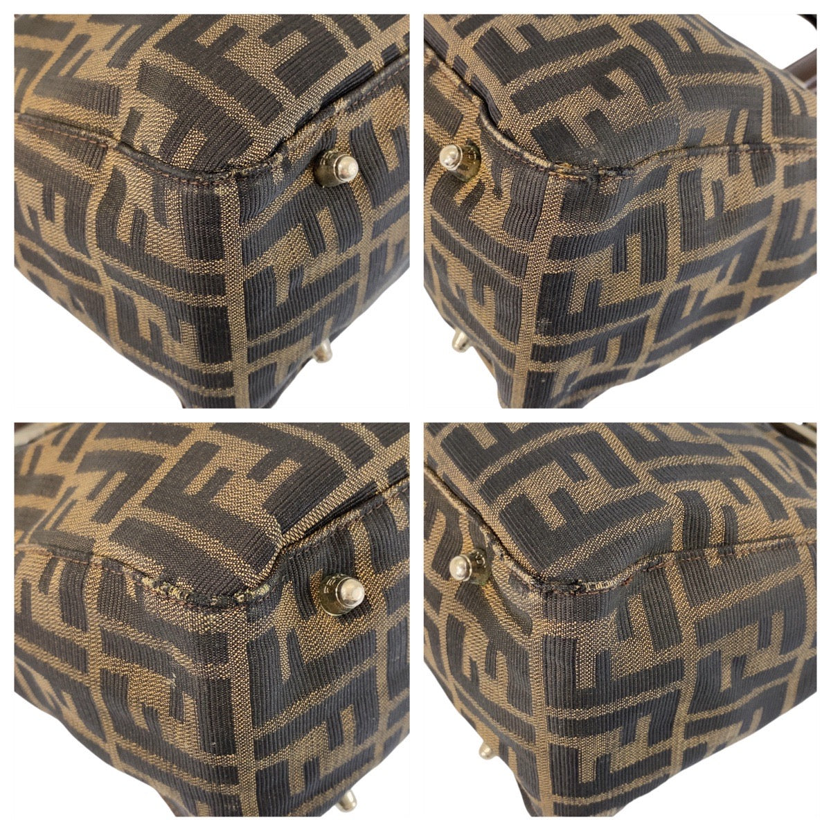 14459
FENDI フェンディ ズッカ ブラウン シルバー金具 キャンバス / レザー トートバッグ ハンドバッグ  レディース
