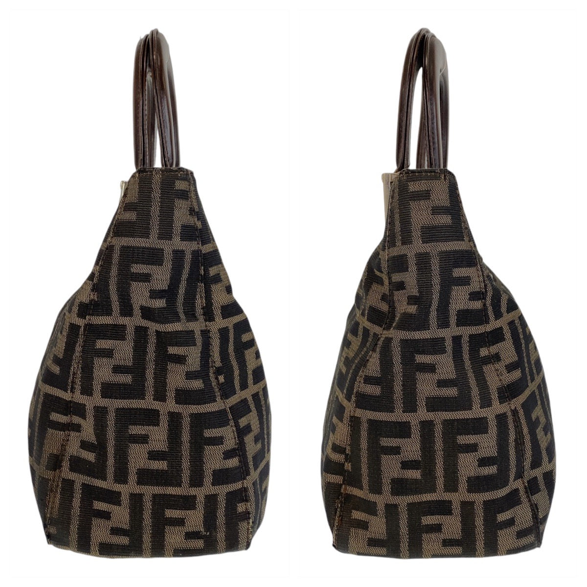 14459
FENDI フェンディ ズッカ ブラウン シルバー金具 キャンバス / レザー トートバッグ ハンドバッグ  レディース