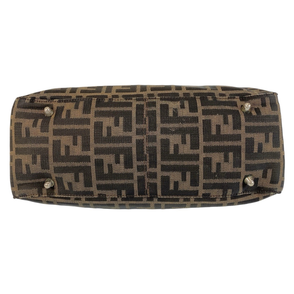 14459
FENDI フェンディ ズッカ ブラウン シルバー金具 キャンバス / レザー トートバッグ ハンドバッグ  レディース
