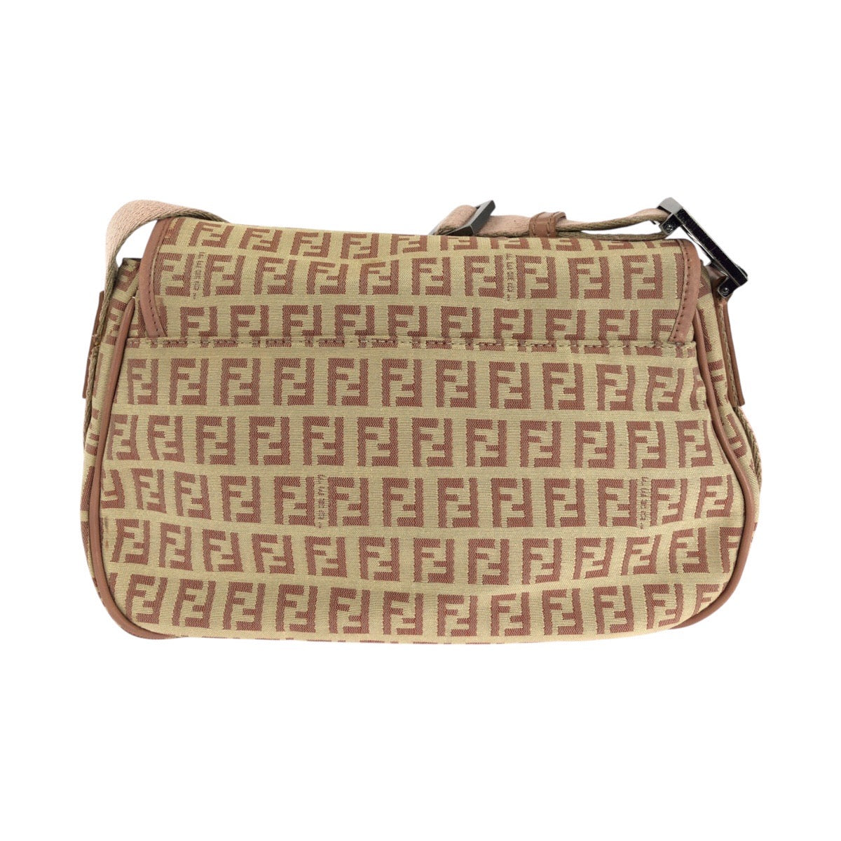 14460
FENDI フェンディ ズッキーノ ベージュ ピンク シルバー金具 キャンバス / レザー ショルダーバッグ ポシェット  レディース ABP34