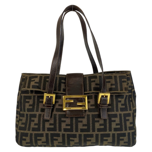 14461
FENDI フェンディ ズッカ ブラウン ゴールド金具 キャンバス / レザー トートバッグ ショルダーバッグ  レディース