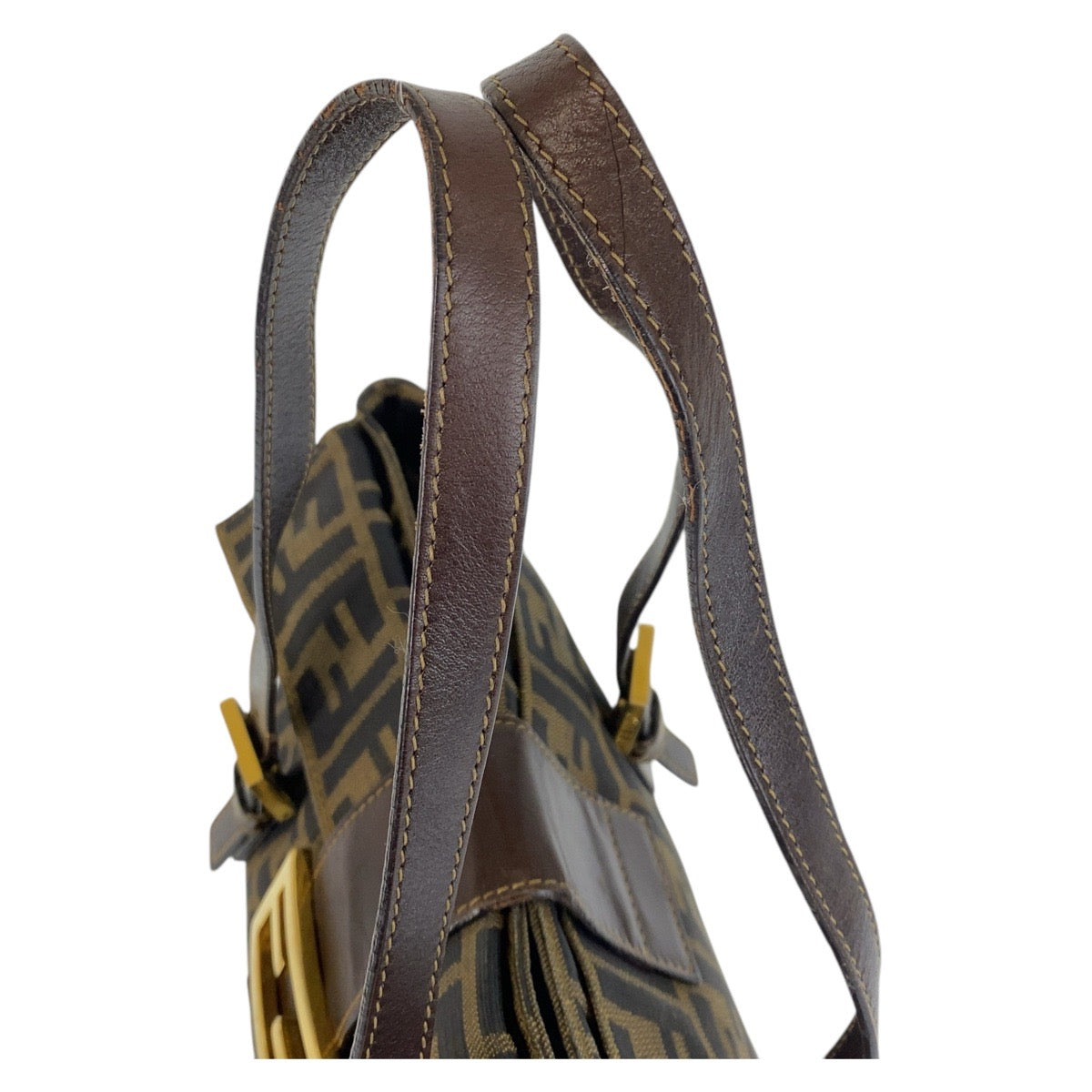 14461
FENDI フェンディ ズッカ ブラウン ゴールド金具 キャンバス / レザー トートバッグ ショルダーバッグ  レディース