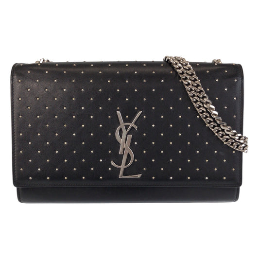 13942
SAINT LAURENT PARIS サンローランパリ YSL クラシック ケイト スタッズ ブラック 黒 シルバー金具 レザー 斜め掛け ショルダーバッグ  レディース