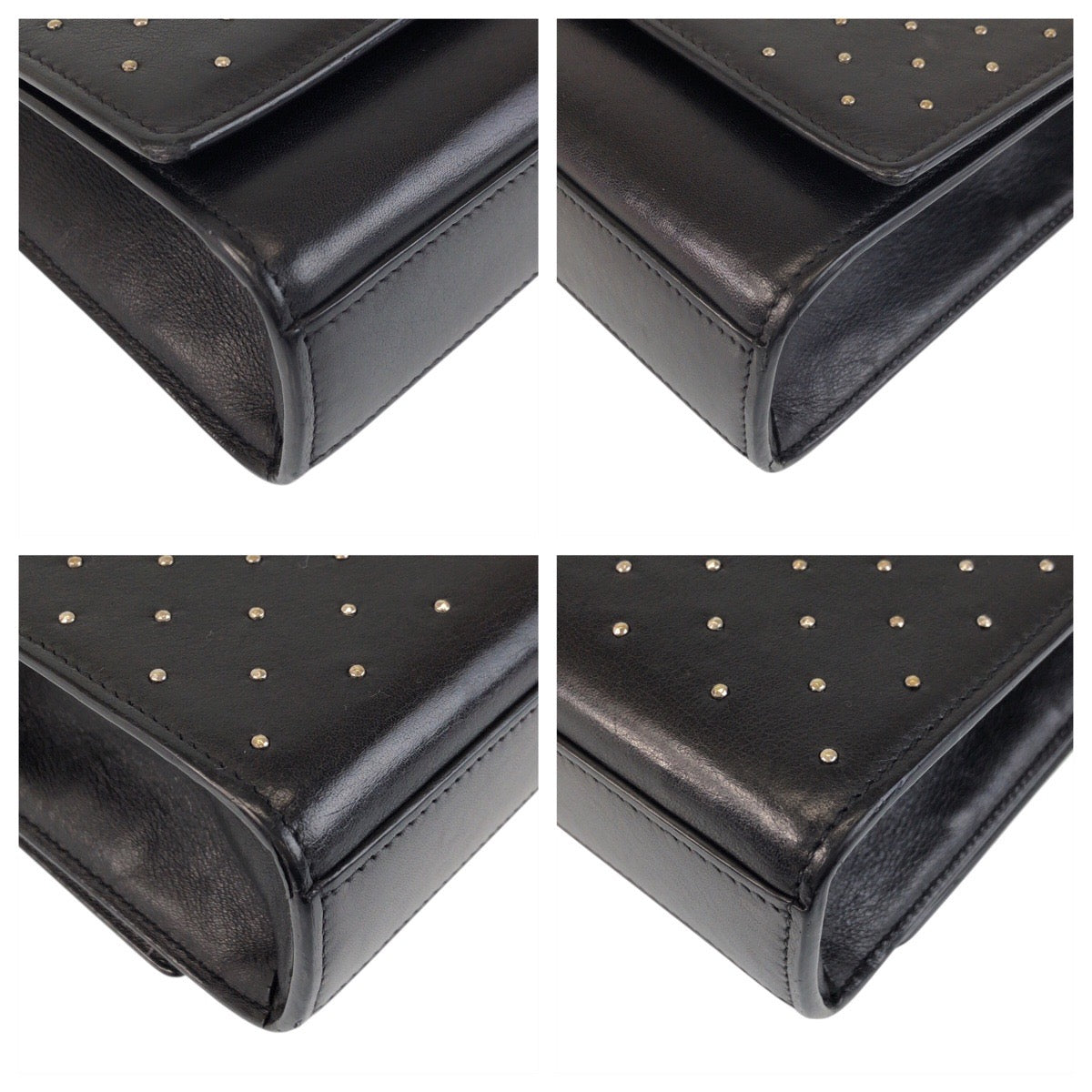 13942
SAINT LAURENT PARIS サンローランパリ YSL クラシック ケイト スタッズ ブラック 黒 シルバー金具 レザー 斜め掛け ショルダーバッグ  レディース