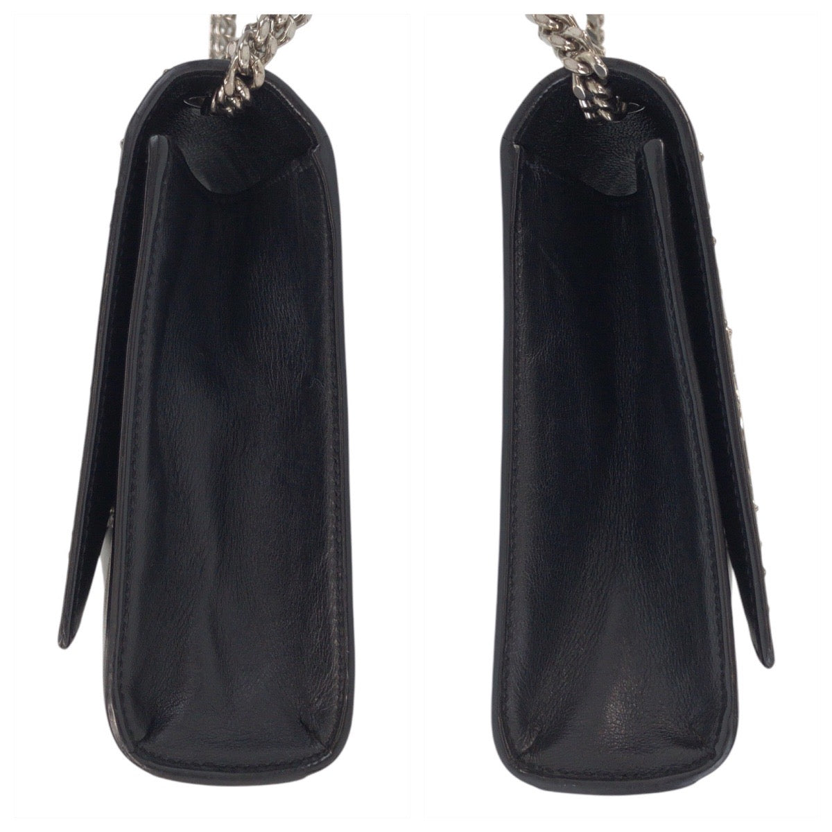 13942
SAINT LAURENT PARIS サンローランパリ YSL クラシック ケイト スタッズ ブラック 黒 シルバー金具 レザー 斜め掛け ショルダーバッグ  レディース