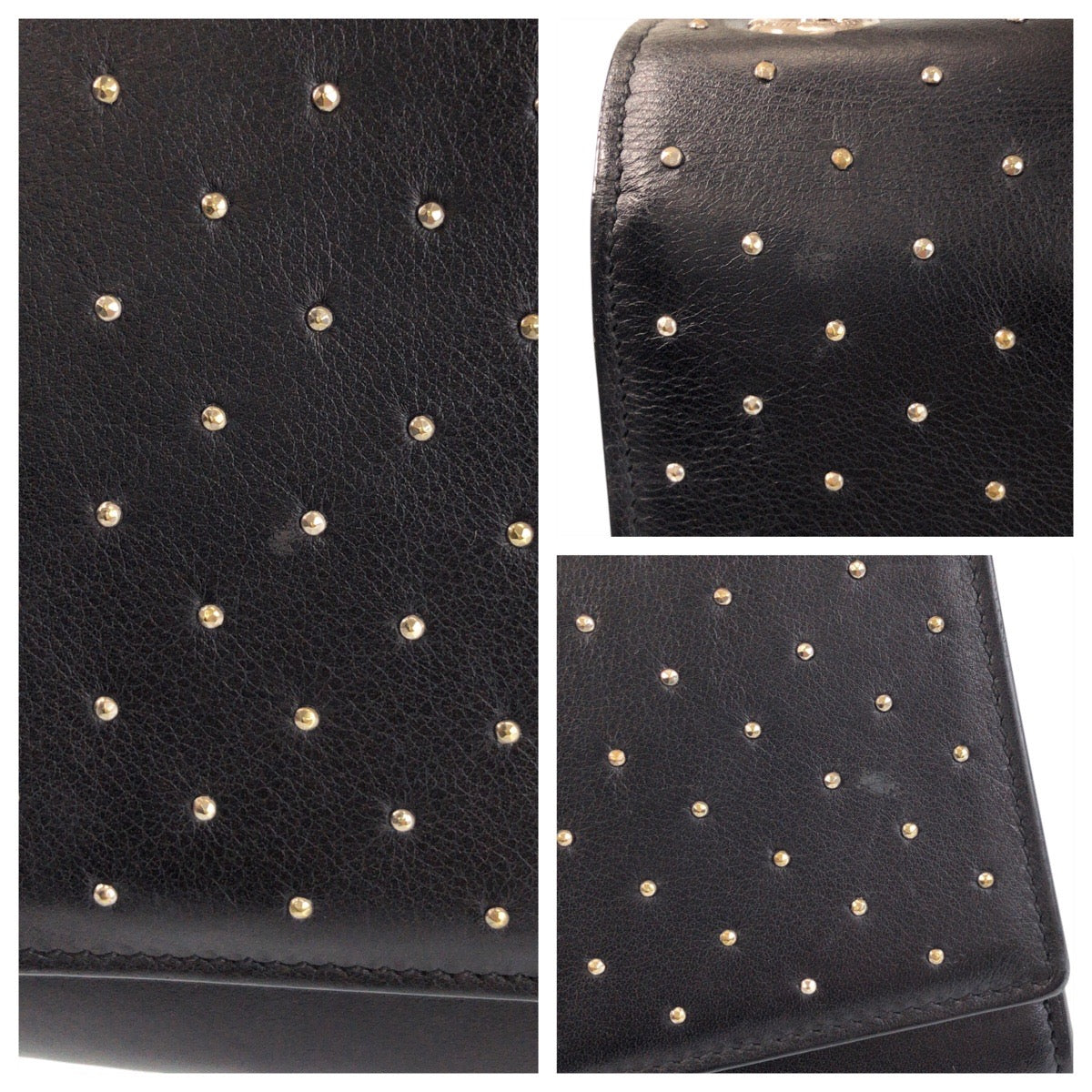 13942
SAINT LAURENT PARIS サンローランパリ YSL クラシック ケイト スタッズ ブラック 黒 シルバー金具 レザー 斜め掛け ショルダーバッグ  レディース