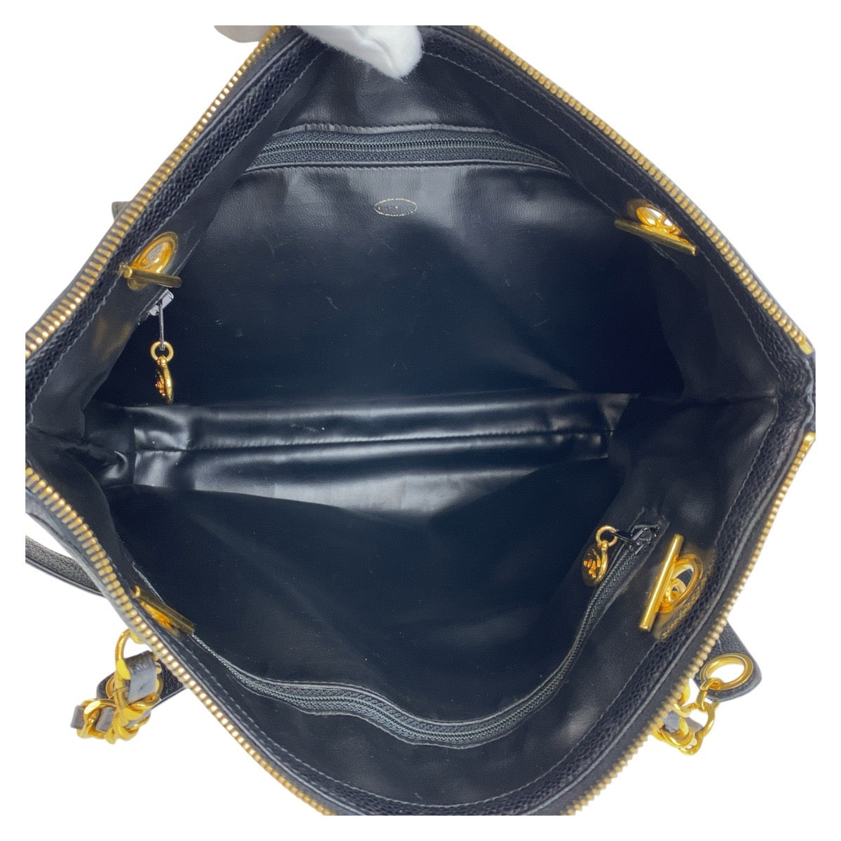 13944
CHANEL シャネル ココマーク ターンロック ブラック 黒 ゴールド金具 キャビアスキン ショルダーバッグ トートバッグ  レディース