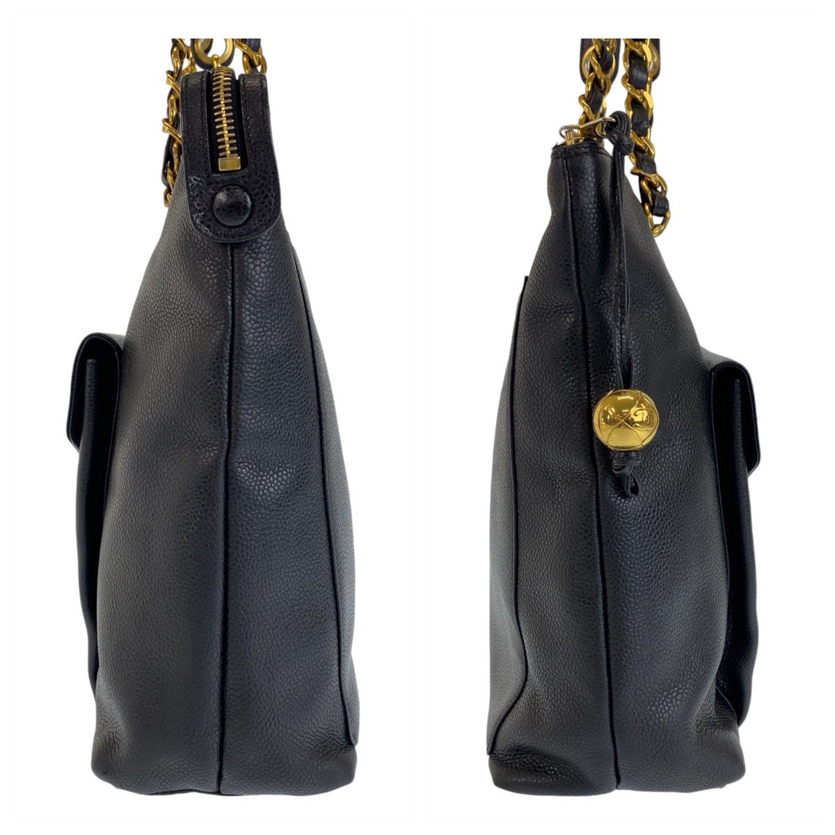 13944
CHANEL シャネル ココマーク ターンロック ブラック 黒 ゴールド金具 キャビアスキン ショルダーバッグ トートバッグ  レディース