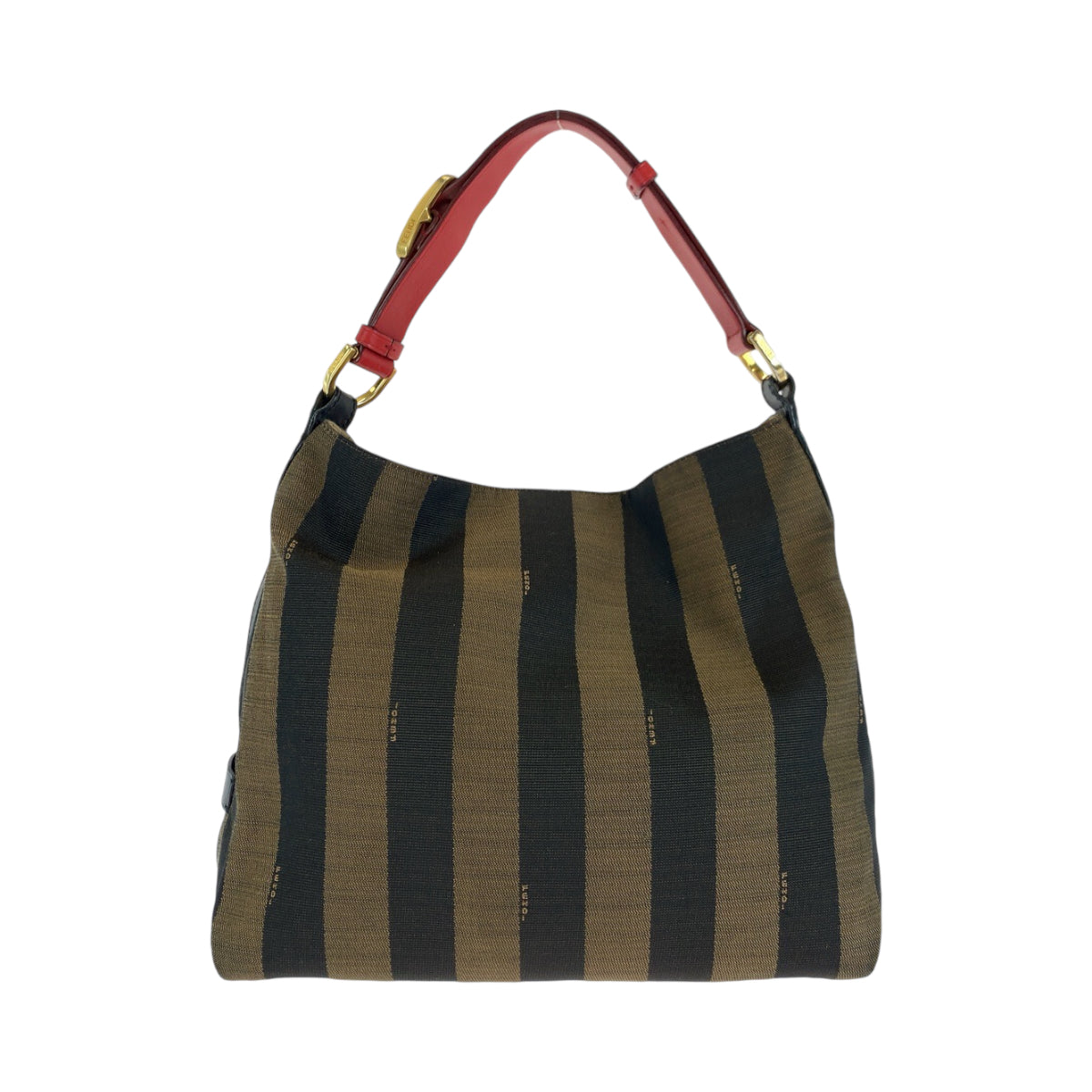 13945
FENDI フェンディ ホーボー ペカン柄 ブラウン レッド ゴールド金具 キャンバス 8BR669 FKN ホーボー ショルダーバッグ  レディース