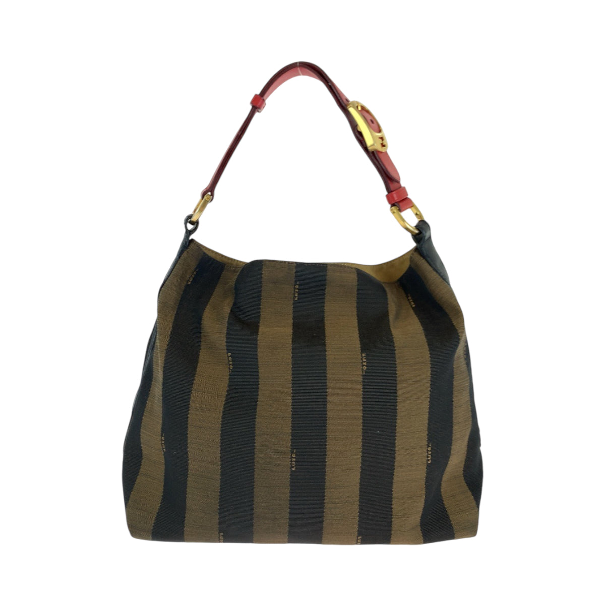 13945
FENDI フェンディ ホーボー ペカン柄 ブラウン レッド ゴールド金具 キャンバス 8BR669 FKN ホーボー ショルダーバッグ  レディース