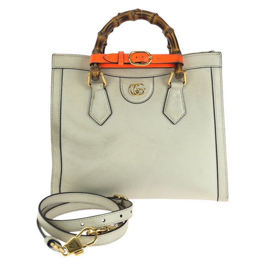 14462
GUCCI グッチ バンブー ダイアナ スモール ホワイト ゴールド金具 レザー 660195 トートバッグ ショルダーバッグ 2way  レディース